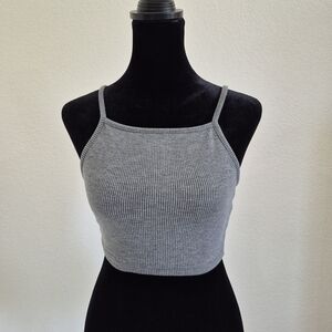 Topshop Gray Ribbed Crop Top